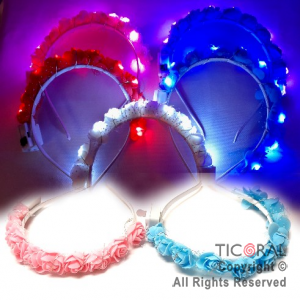 VINCHA LUMINOSA FLORES CON LUZ LED x 10